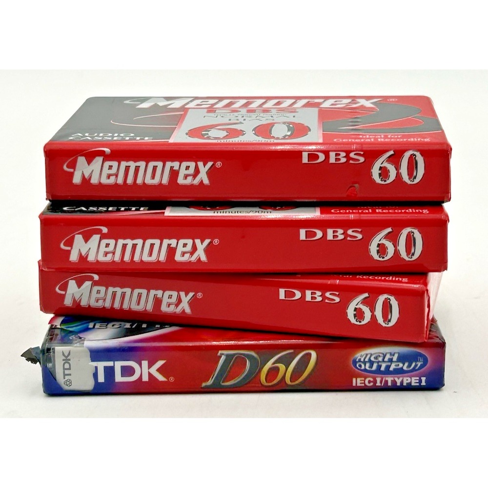 Lot of 3 Memorex 1 TDK Blank Cassette Tapes DBS 60 Type 1 Normal Bias